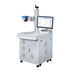 Galda tipa šķiedras lāzera marķēšanas mašīna metālam 30W